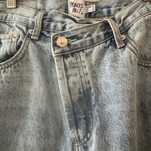 Princess Polly Holly Wide Leg Asymmetrical Button Fly Jeans. Sz 8. - Picture 8 of 12